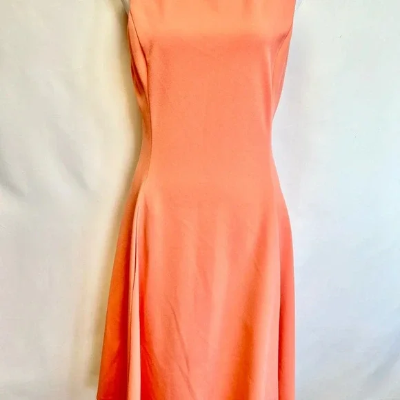NWT DKNY Fit And Flare Peach Midi Sleeveless Dress Pockets Formal Casual Size 4 - Picture 8 of 15